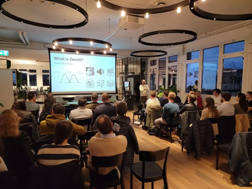 Keynote speaker presenting GenAI use cases at GenAI 360 Zurich